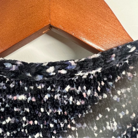 Mia & Tess chenille navy open front cardigan marled white, blue flecks Sz S - Picture 8 of 9